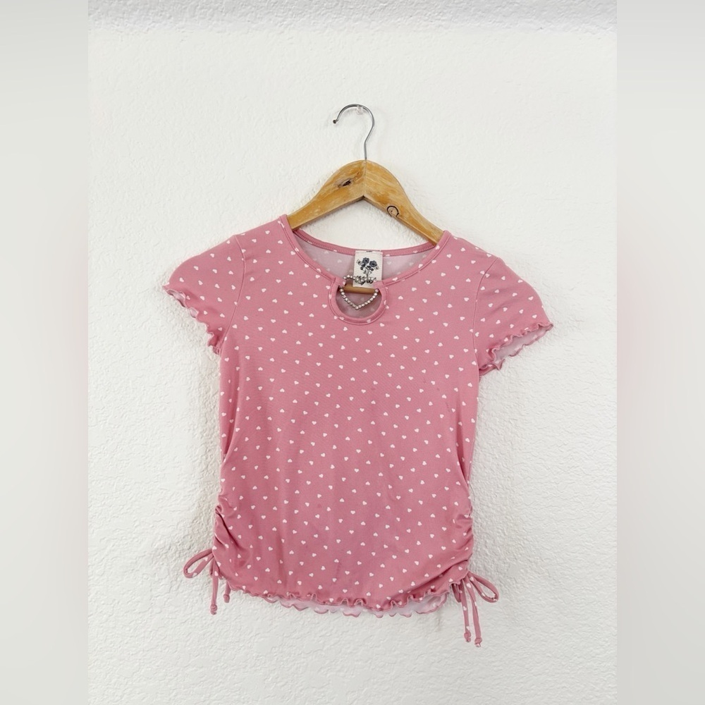 Lily Bleu Pink and White Fitted Flutter Sleeve Blouse
